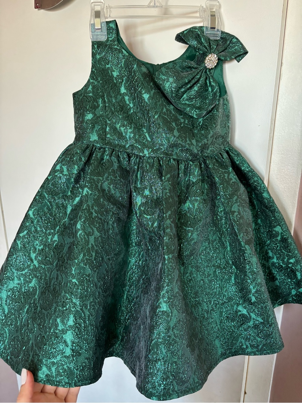 Rare Editions size 2t toddler Emerald Green Holiday Bow Party Dress Christmas